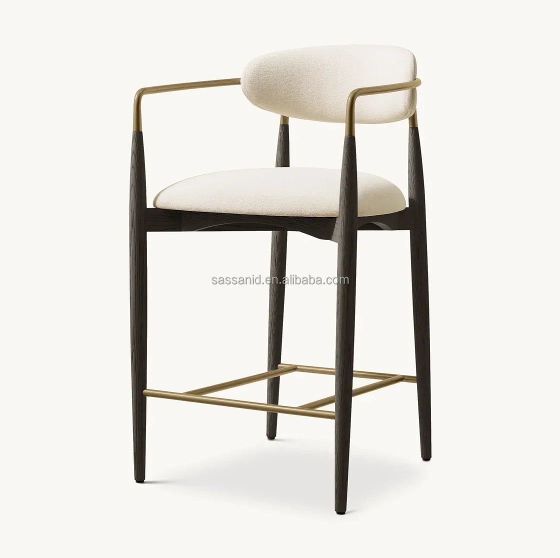 Viscount Midcentury Modern Stool – Oak and Performance Fabric Statement Piece | 1601678544292