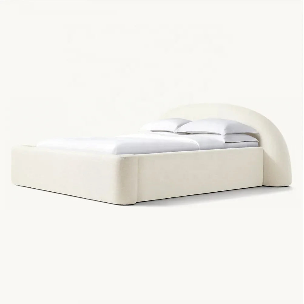 Quinn Upholstered Platform Bed – Tailored Panel White Textile Contemporary American Luxe