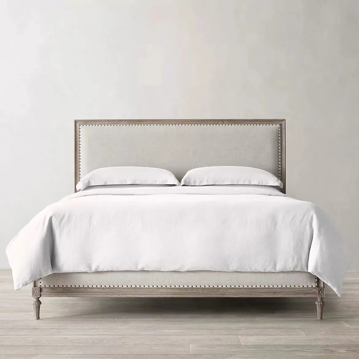 Solid Wood Bed – Upholstered Ash and Pine European Midcentury Design Piece