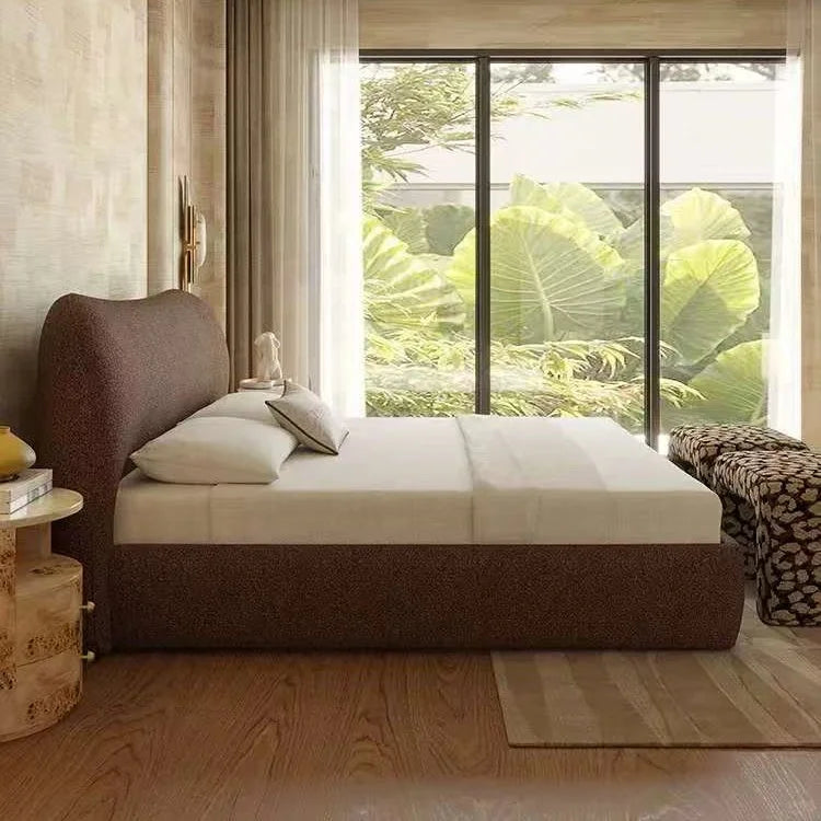 Cloud Upholstered Bed – Lamb Fleece Mid-Century Modern Statement Piece | 124421