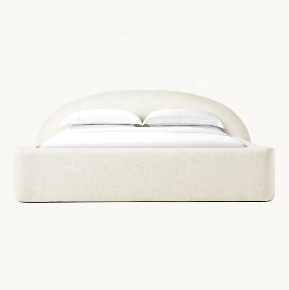 Quinn Upholstered Platform Bed – Tailored Panel White Textile Contemporary American Luxe