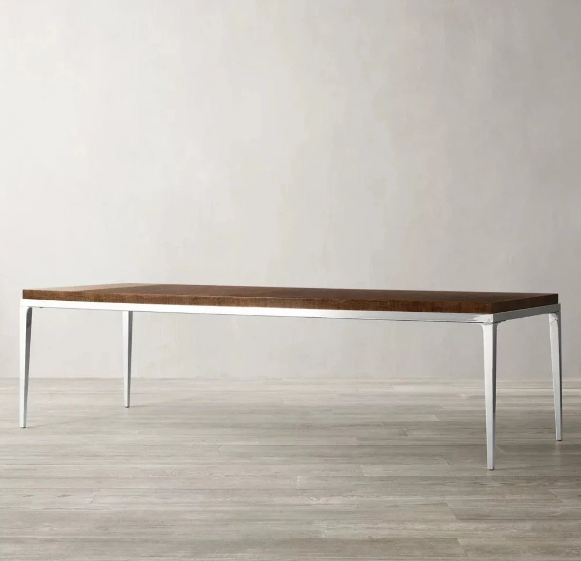 Minimalist Marble Dining Table – Polished Steel Statement | 1601042355493