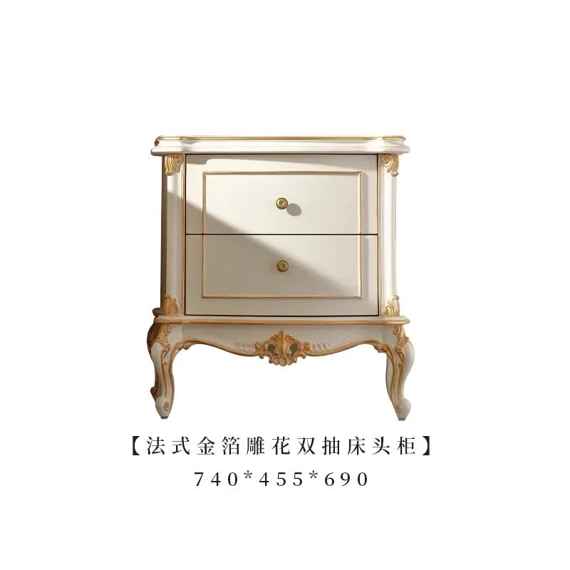 French Provincial Carved Solid Wood Bed – Luxury Gold Statement Piece | 18-1921