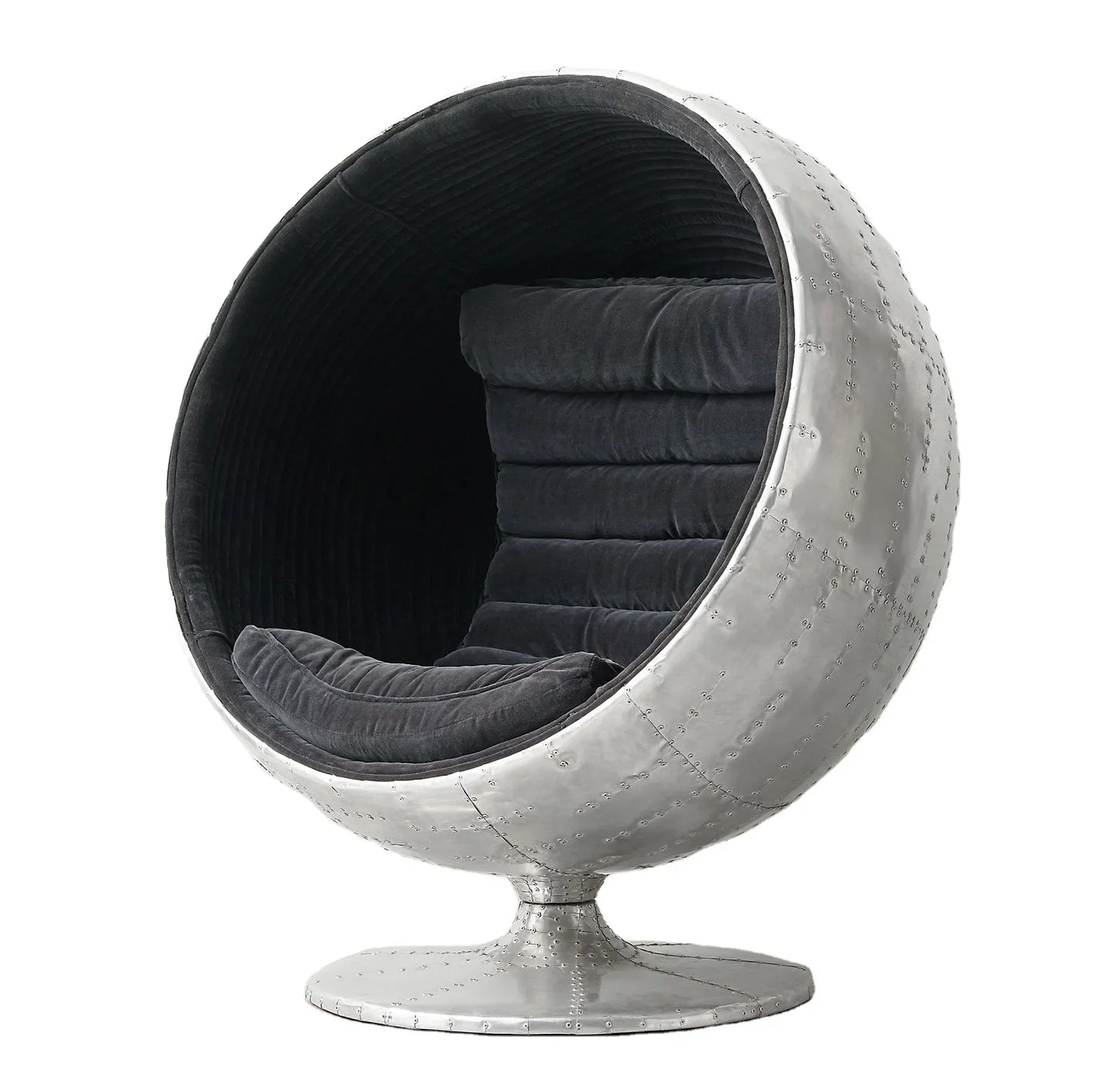 Ball Swivel Chair – Mid-Century Modern Velvet – Architectural Statement Piece