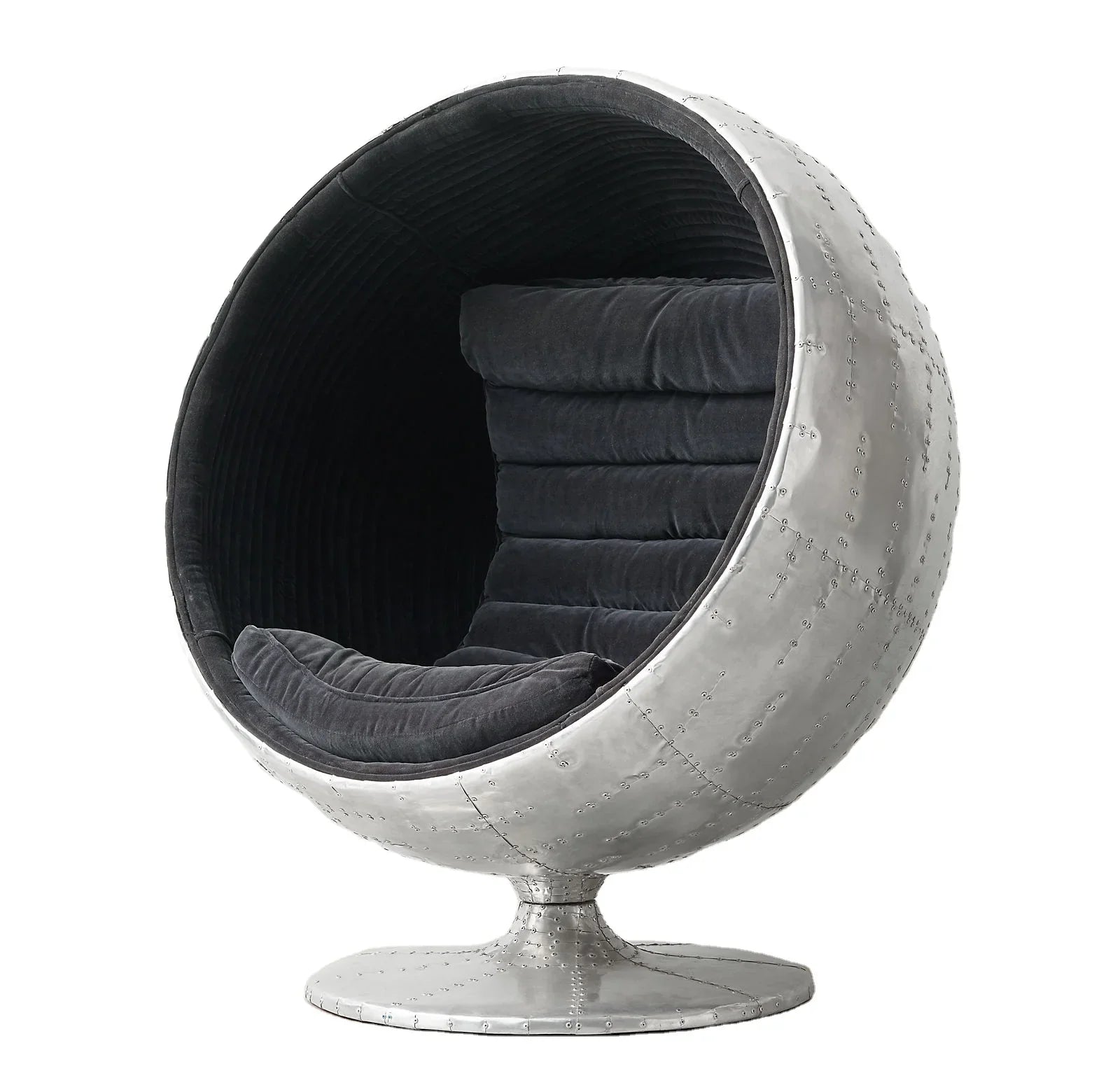 Ball Swivel Chair – Mid-Century Modern Velvet – Architectural Statement Piece