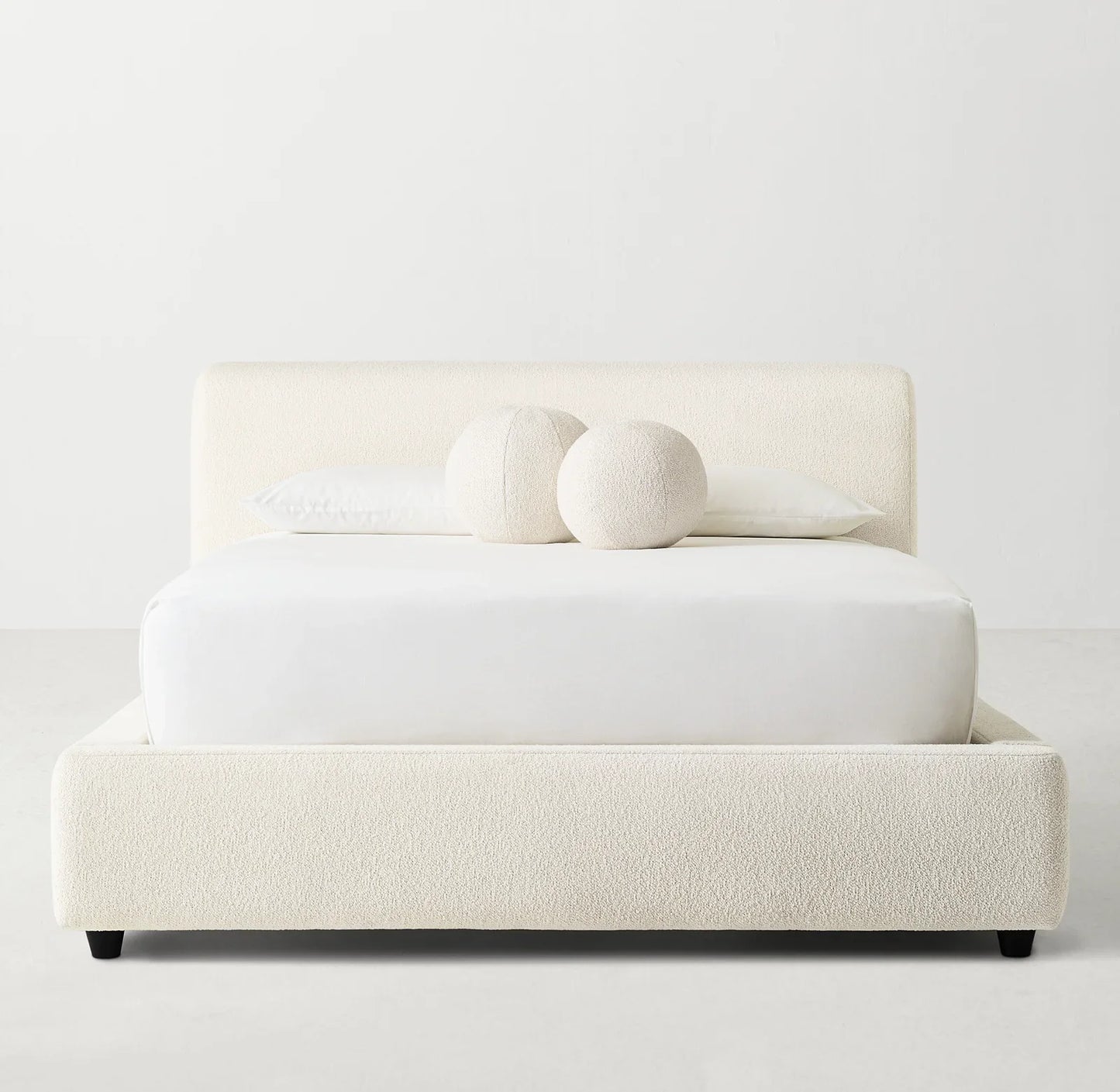 Upholstered Bed for Teens – Wing Design in Natural Bouclé