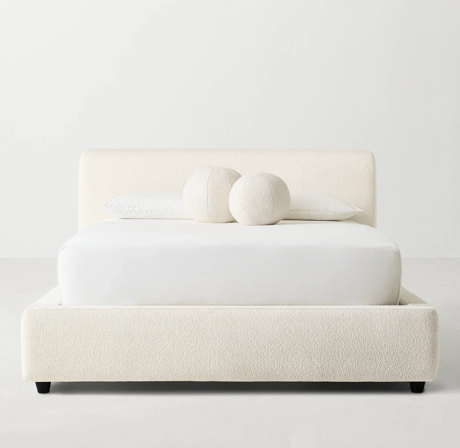 Upholstered Bed for Teens – Wing Design in Natural Bouclé
