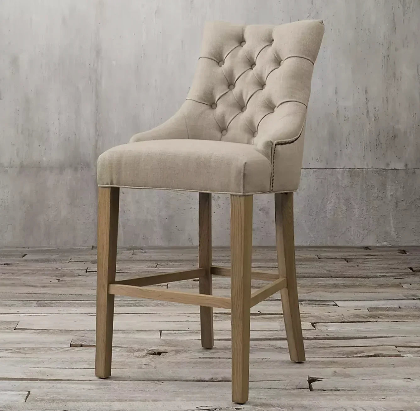 Bar & Counter Stool Tufted Fabric Oak Martine – Mid-Century Designer Furniture