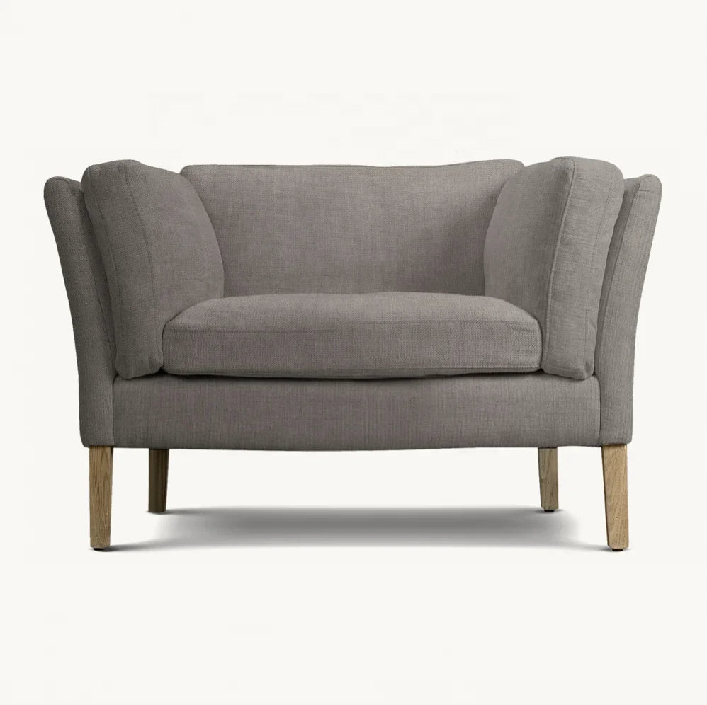Soren Danish Modern Armchair – Linen Upholstery Solid Oak Statement Piece
