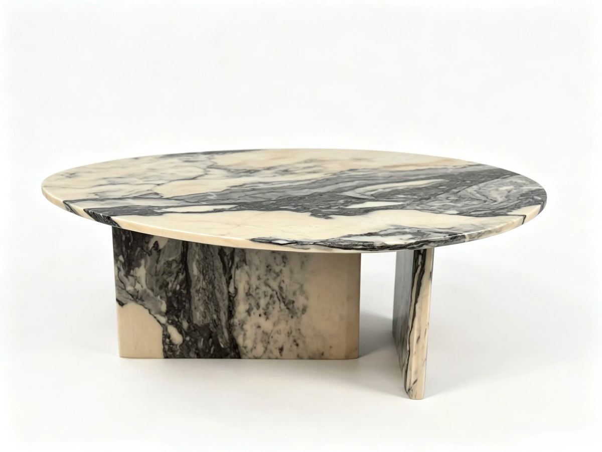 Luxury Water-Drop Pink Marble Coffee Table Modern Minimalist Italian Style