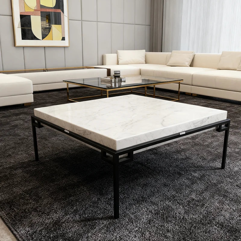 Luxury Square Marble Coffee Table Modern Italian Style for Villa