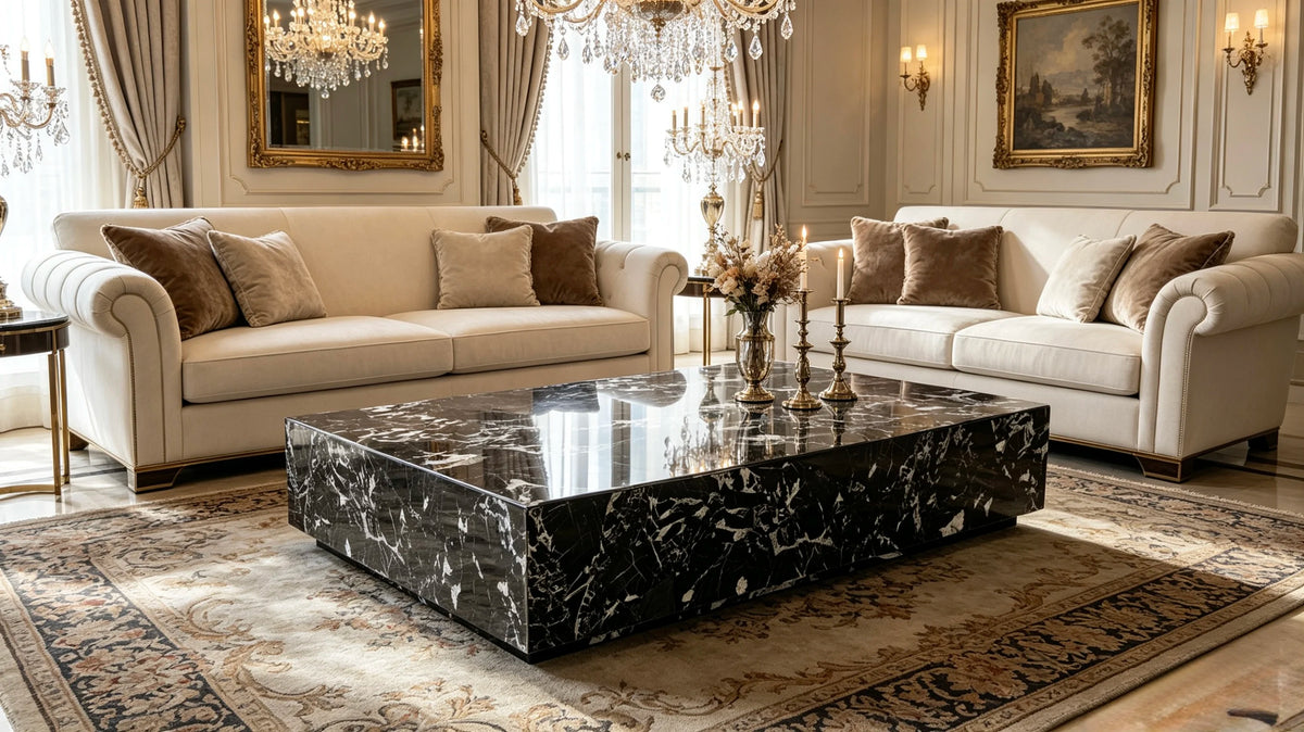 Luxury Rectangular Marble Coffee Table Modern Italian Style for Villa