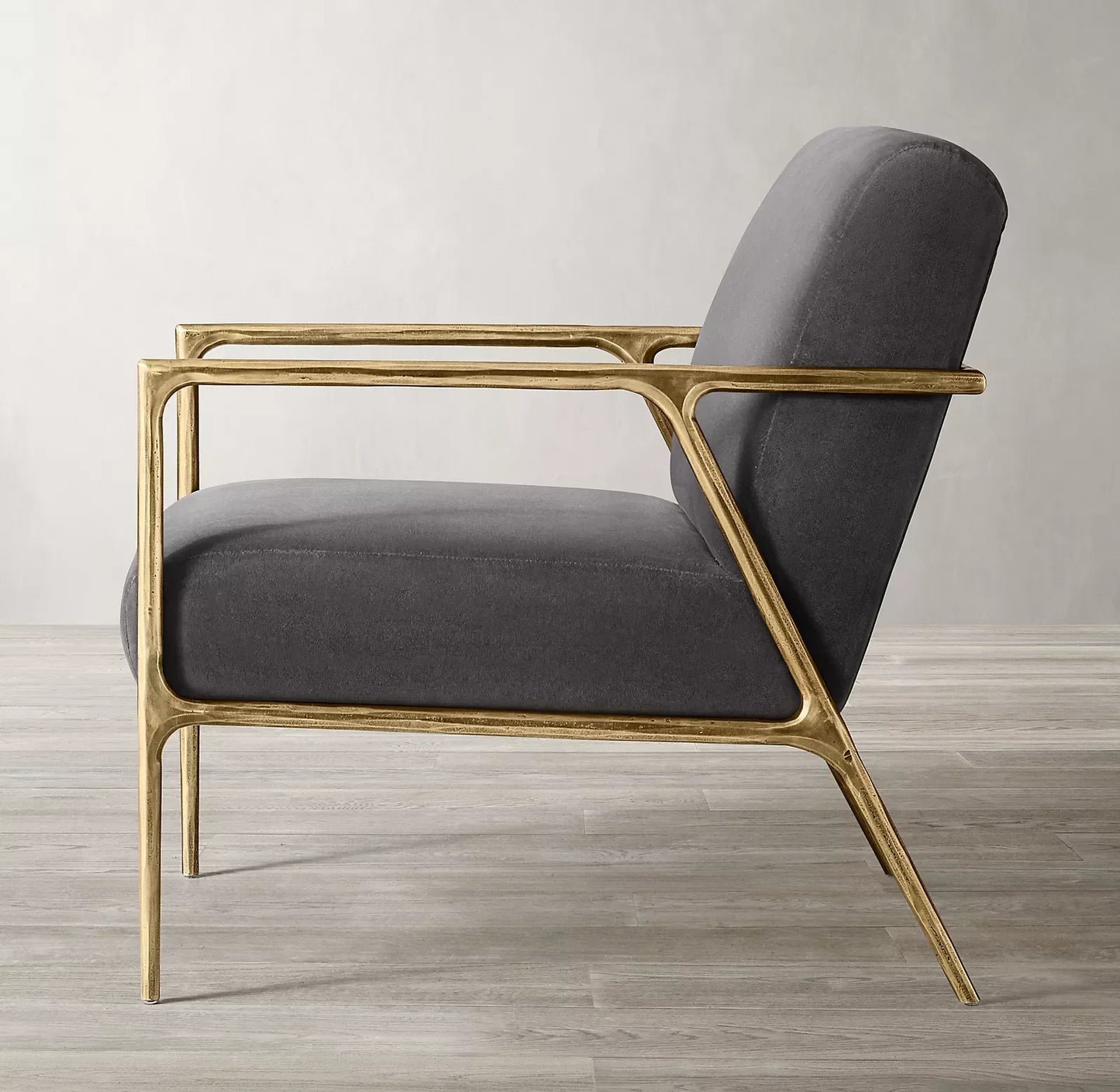 Velvet Accent Chair – Vintage Campaign – Forged Brass – Statement | 1600480031999
