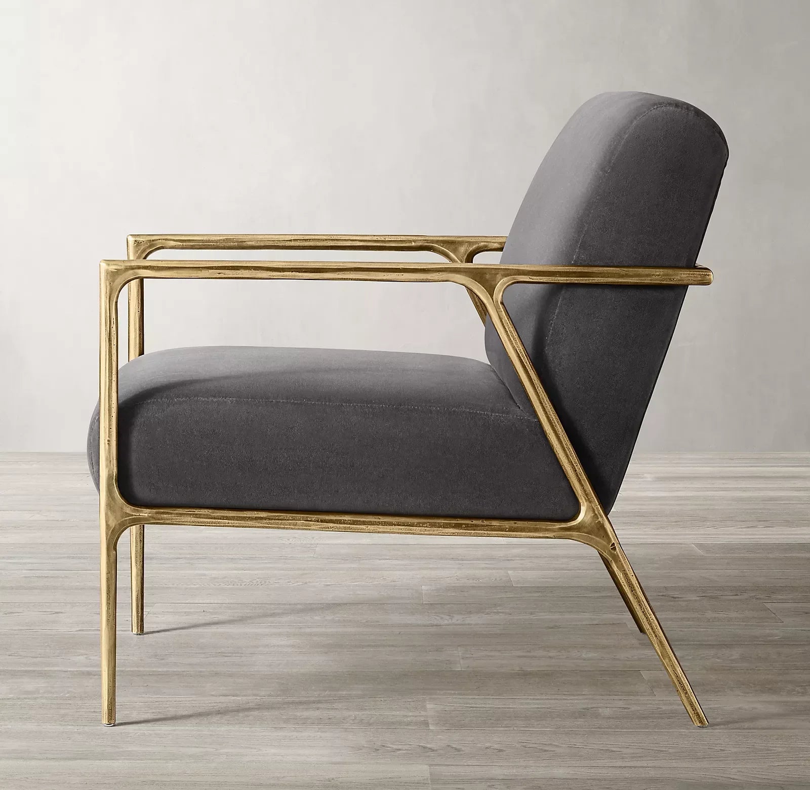 Velvet Accent Chair – Vintage Campaign – Forged Brass – Statement | 1600480031999