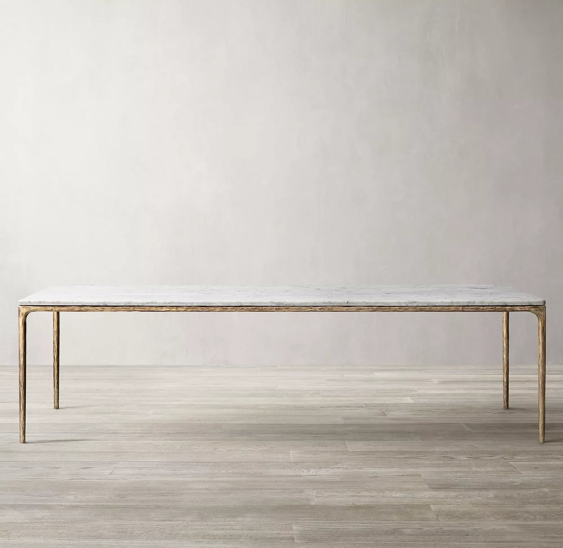 Rectangular Marble Dining Table with Hand Forged Brass Base