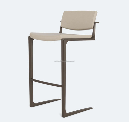 Bar Stool – Mid-Century Modern – Leather And Oak Designer Statement Piece