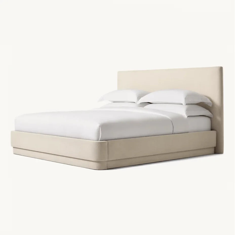 Dalia Upholstered Panel Bed – American White Oak Mid-Century Modern Statement Piece