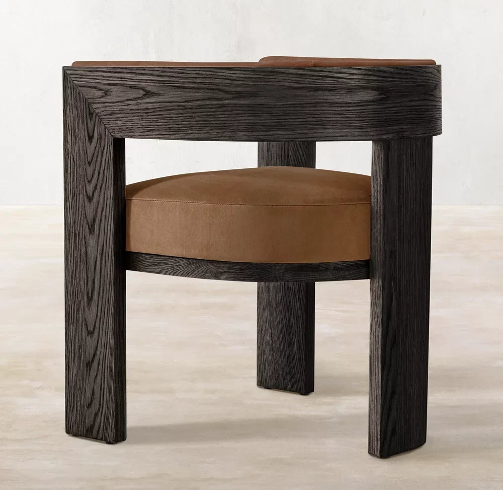 Dining Chair – Contemporary Solid Oak & Leather Mid-Century Piece