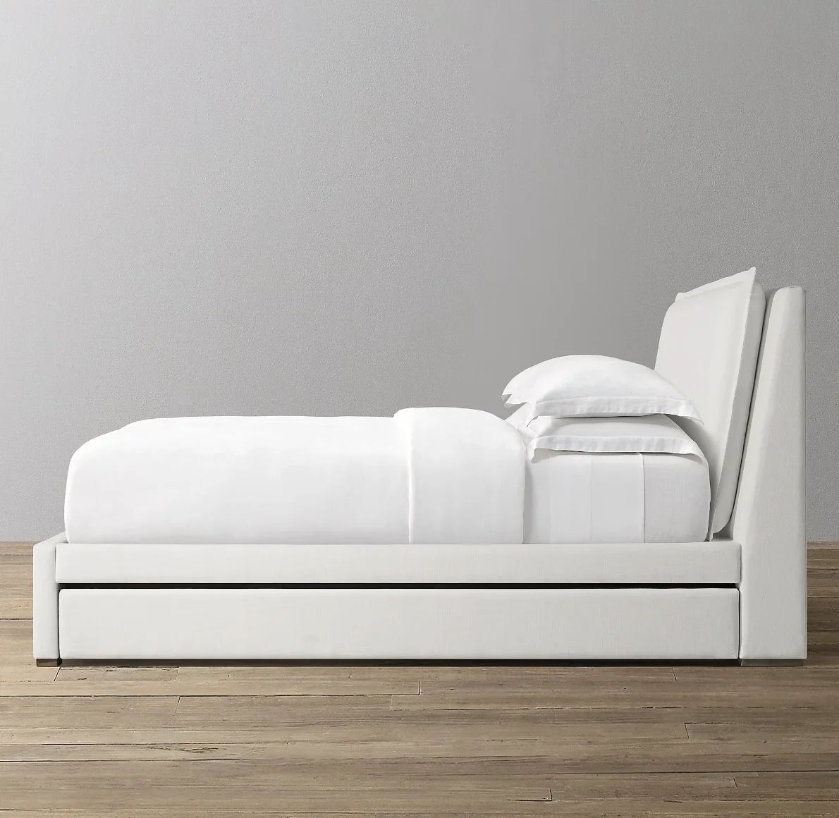 Upholstered Trundle Bed – Sloane White Leather Statement Piece|1601212800108