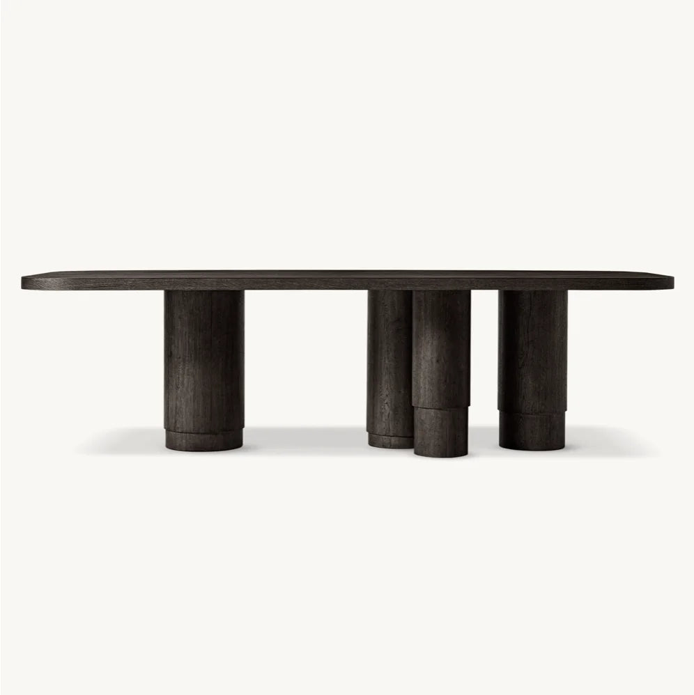 Mid-Century Vintage Oak Dining Table - Rectangular Design in Natural, Brown or Black
