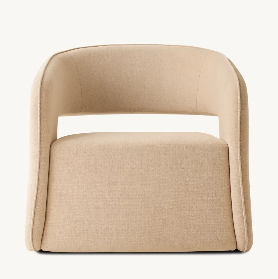 Midcentury Minimalist Chair – Open Back Solid Oak Statement Piece | 1600965542426