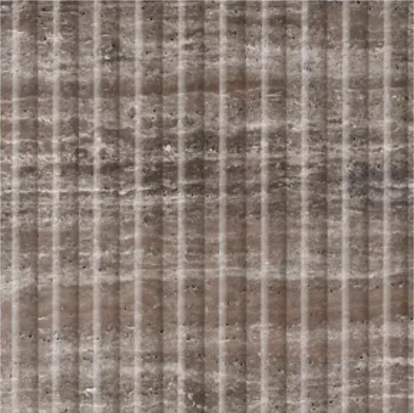 Dining Table – Sassanid Reeded Stone Base in Silver Travertine – Luxury Contemporary Piece