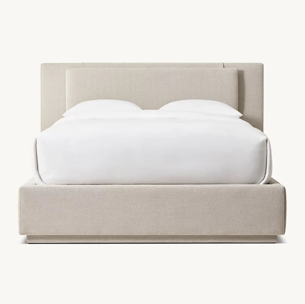 Dempsey Upholstered Panel Bed – Minimalist Tufted Leather Bed Frame