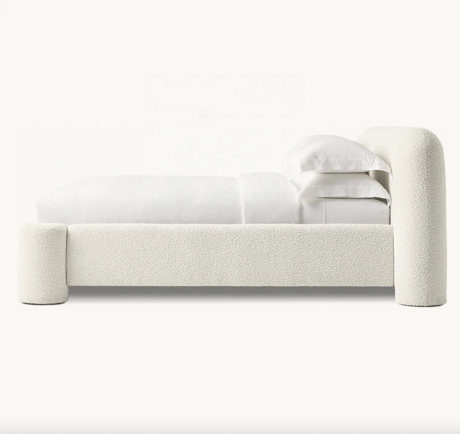Contemporary Luxe Panel Bed – Textured Boucle Fabric Statement Piece | 1601083402882