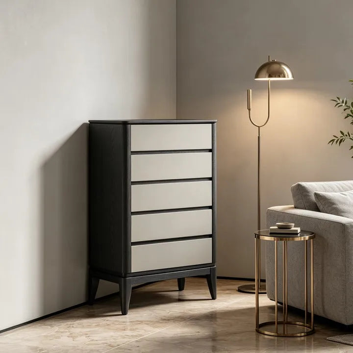 Modern Classic Style Chest of Drawers with Wood Veneer Frame
