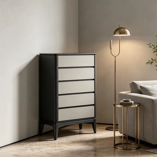 Modern Classic Style Chest of Drawers with Wood Veneer Frame