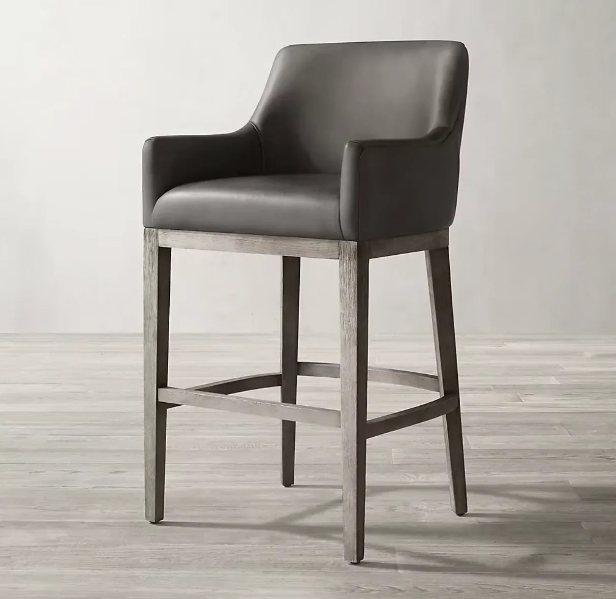 Morgan Curved-Back Leather Bar & Counter Stool – Nordic Oak Furniture