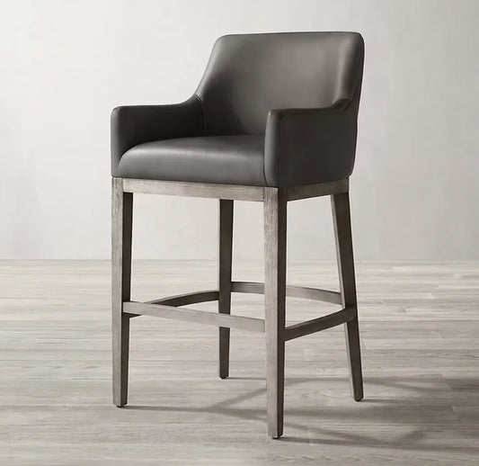 Morgan Curved-Back Leather Bar & Counter Stool – Nordic Oak Furniture