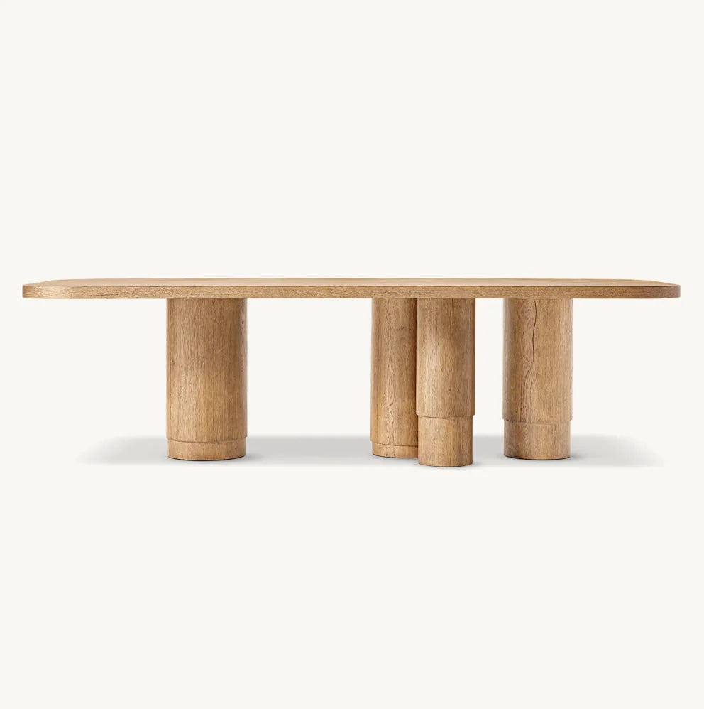 Mid-Century Vintage Oak Dining Table - Rectangular Design in Natural, Brown or Black