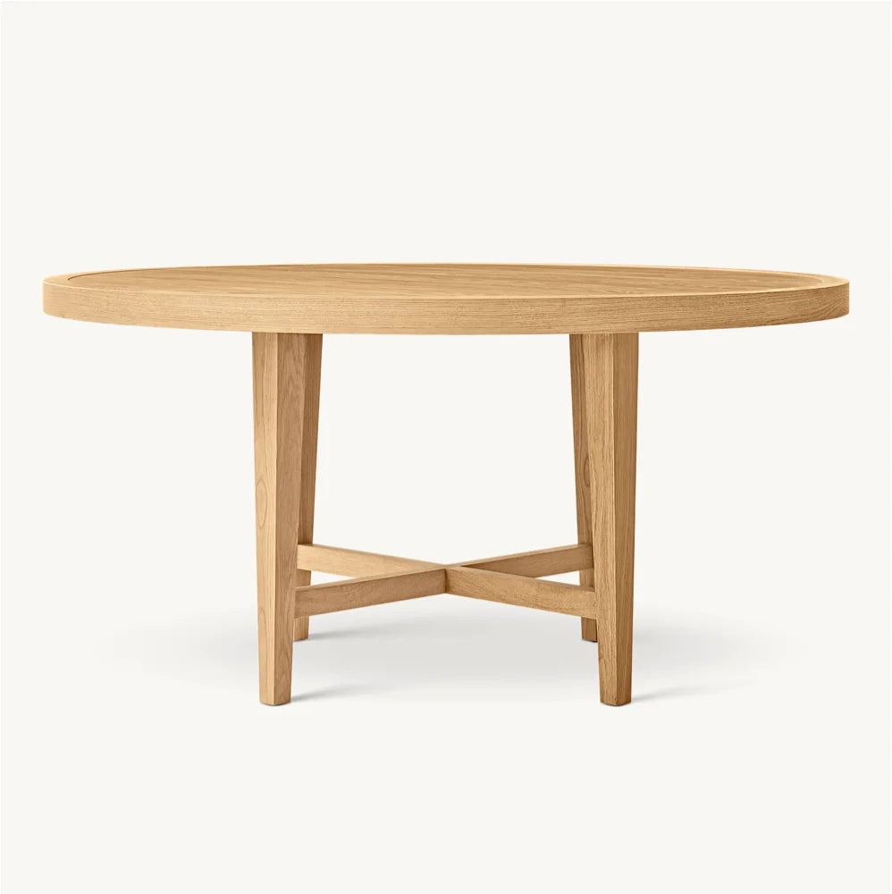 Contemporary French Round Dining Table – Grey Oak Statement Piece