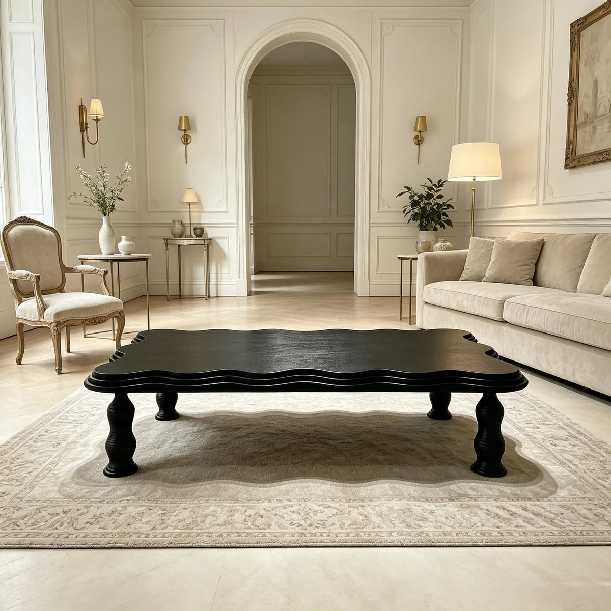 Luxury Wavy Irregular Marble Coffee Table Modern Minimalist Elegant Italian Style for Villa