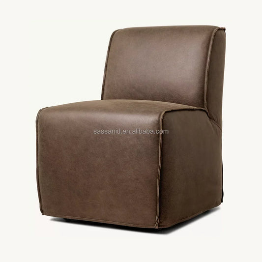 Dining Chair Barrel Seat – Walnut Leather Oliver Oulton Contemporary