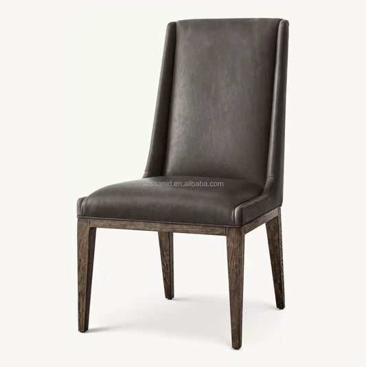 Dining Chair – Midcentury Minimalist Solid Oak & Leather Statement Piece