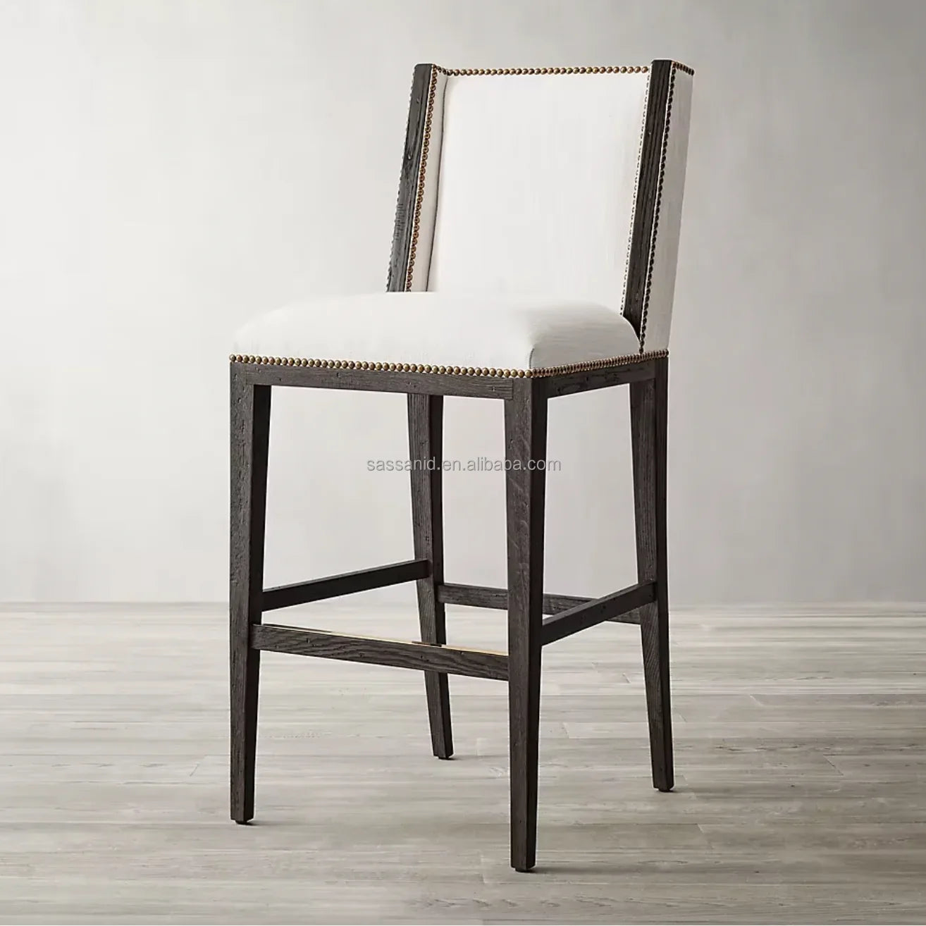 Bar & Counter Stool – Armless Fabric Solid Waxed Oak Ames Modern | 1601051852497