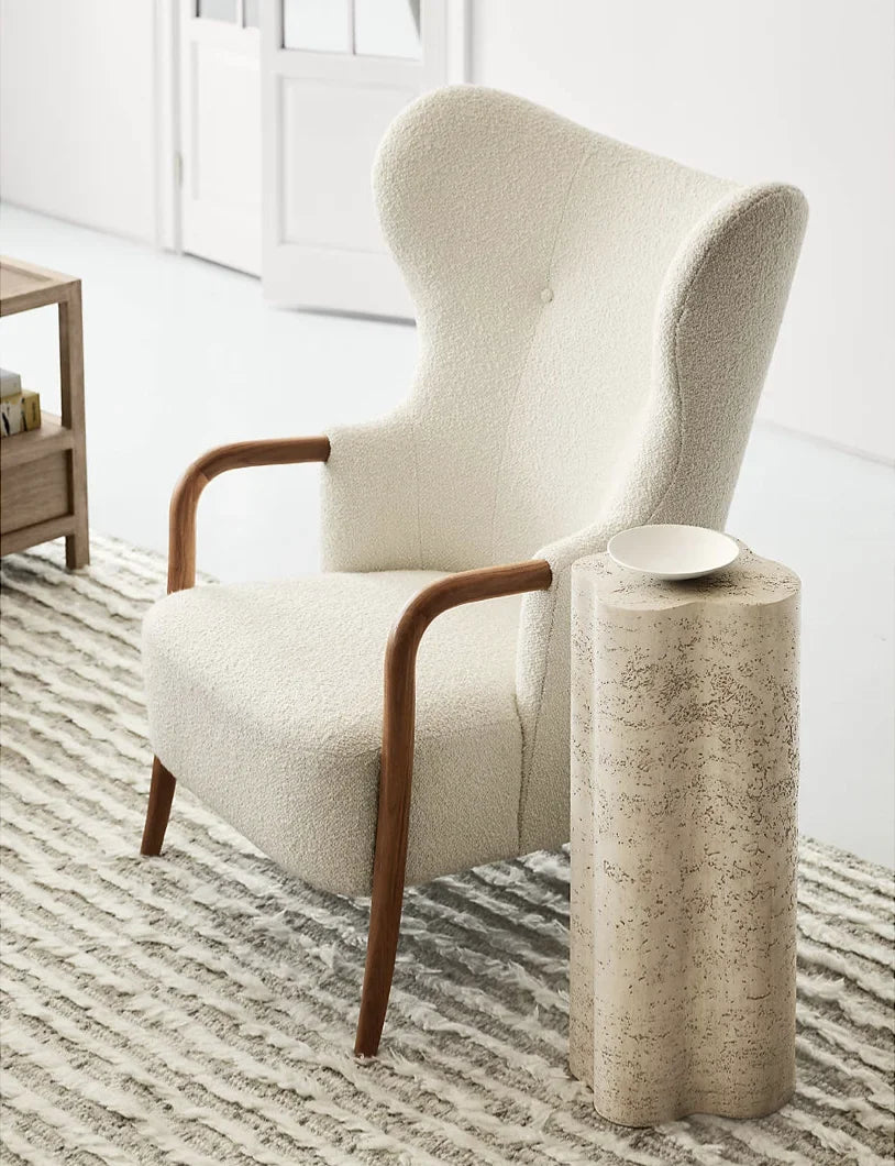 Laso Italian Designer Accent Chair – White Bouclé Statement Piece