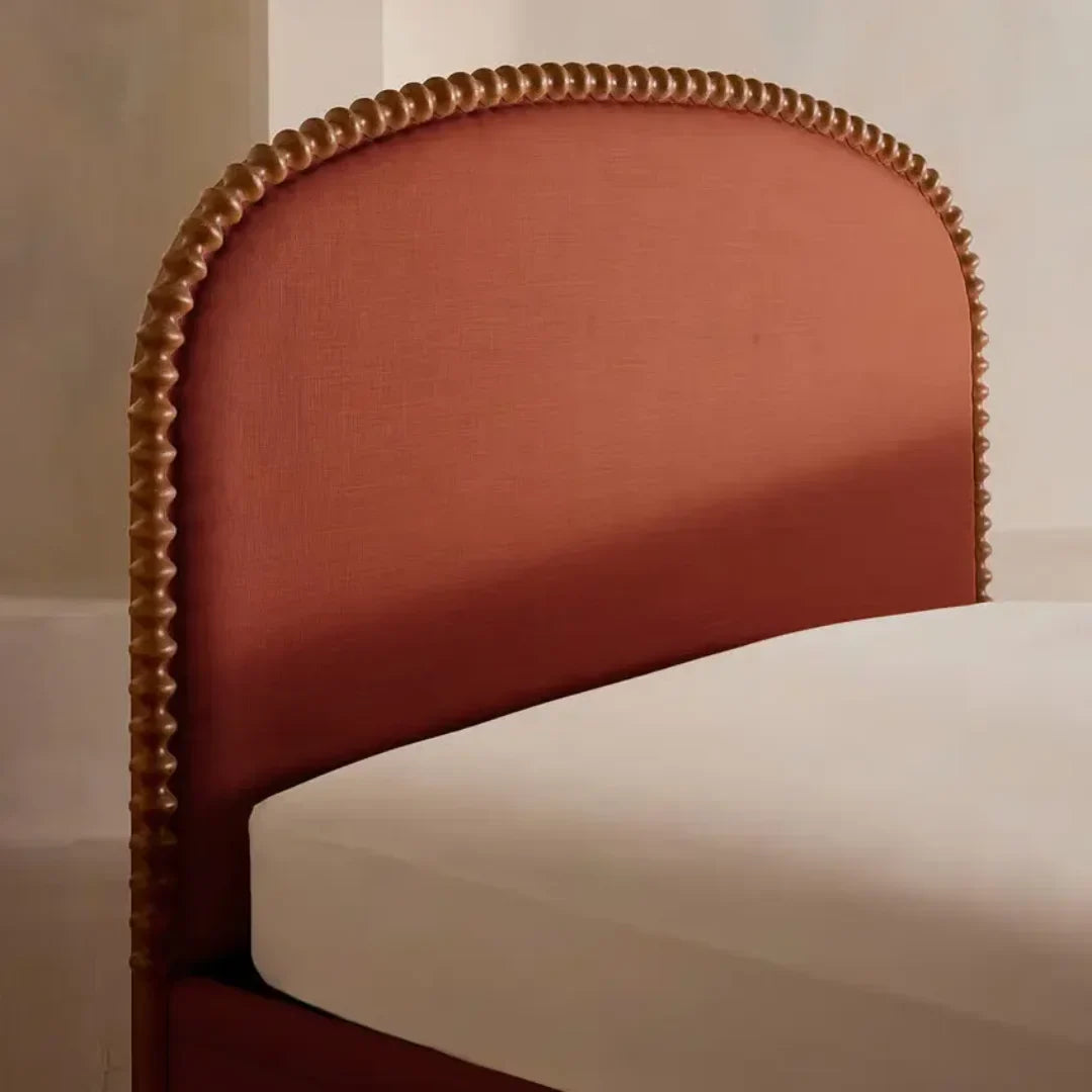 Upholstered Bed – Soft Pack Headboard, Solid Birch Wood French Retro