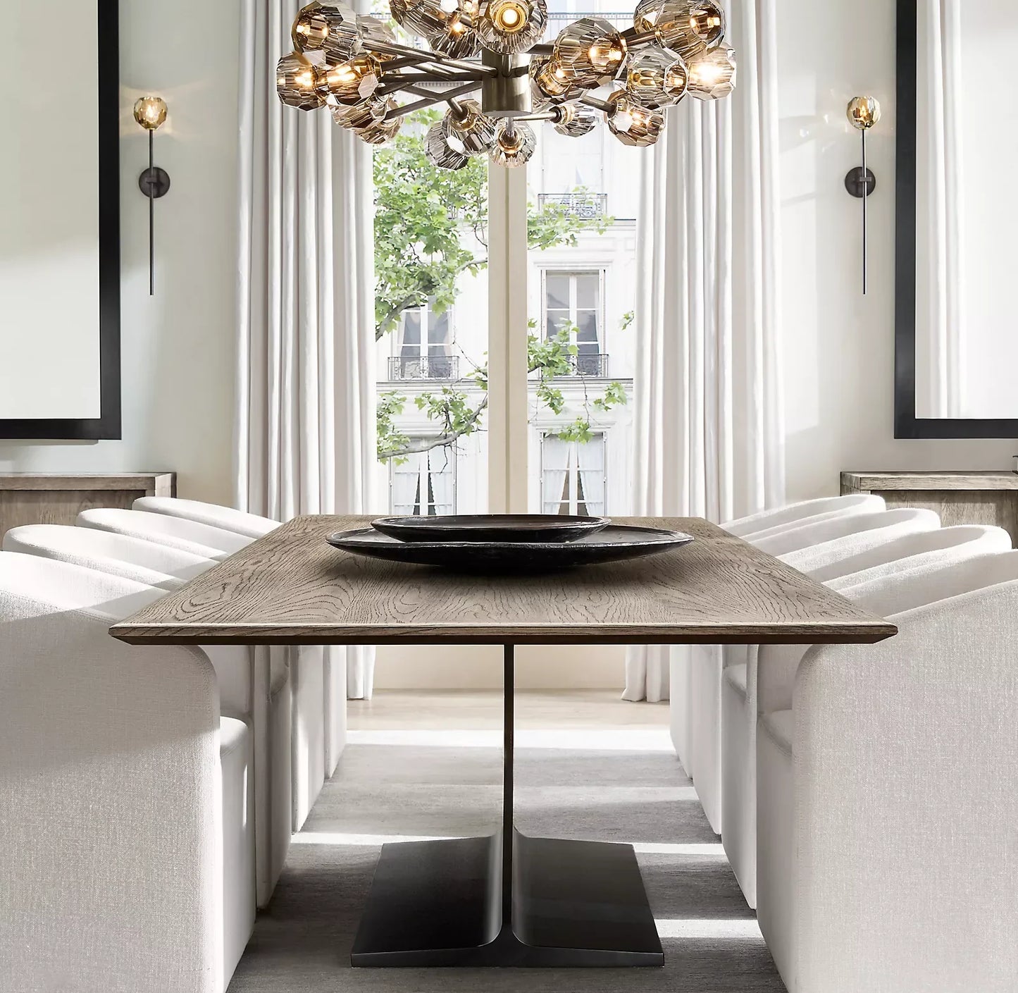 I-Beam Oak Wood Dining Table – Sculptural Statement Piece | 1600408072315