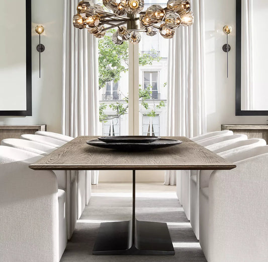 I-Beam Oak Wood Dining Table – Sculptural Statement Piece | 1600408072315
