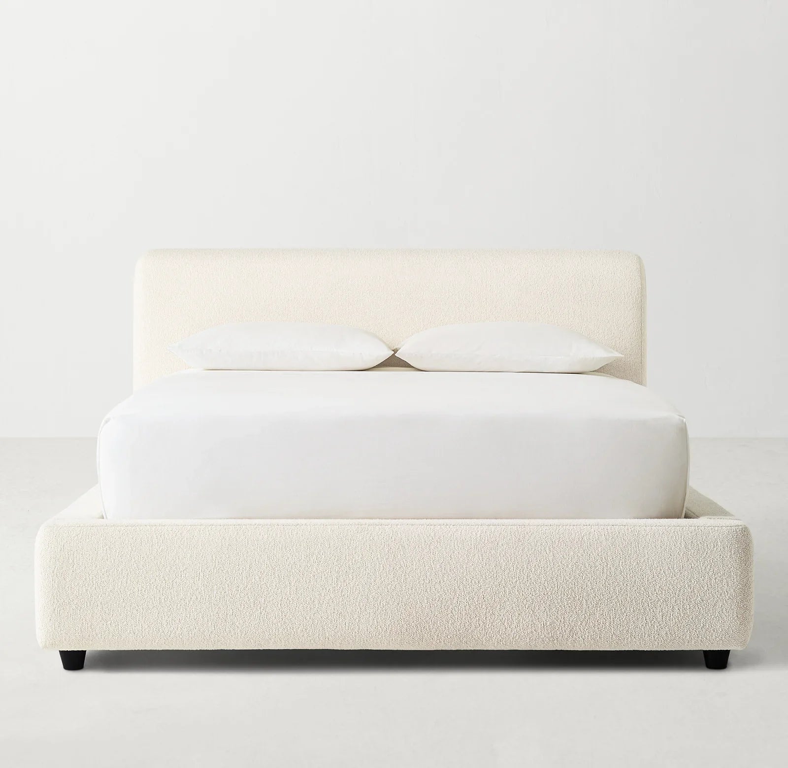 Upholstered Bed for Teens – Wing Design in Natural Bouclé