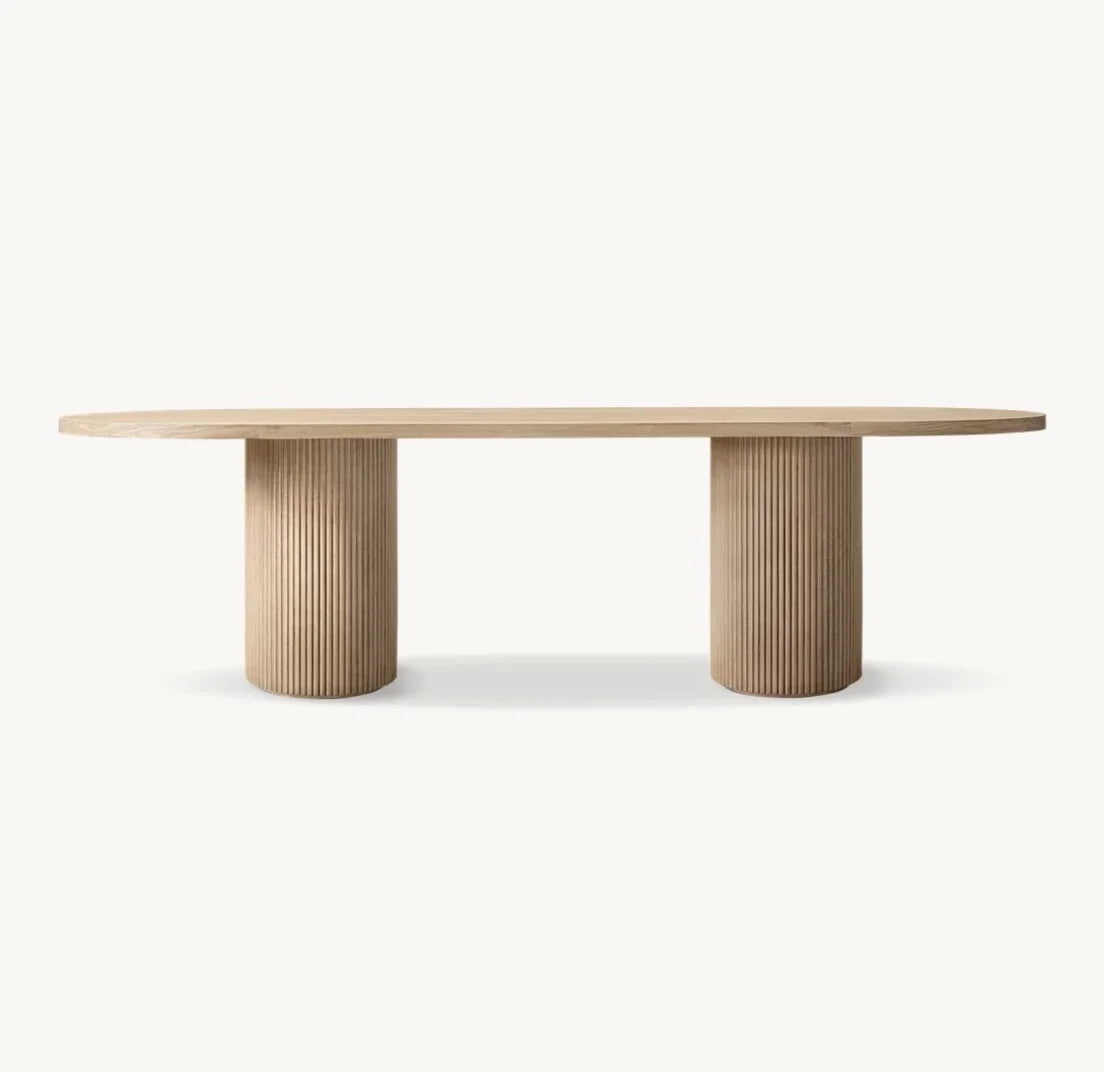 Byron Column Dining Table – French Art Deco Oak Statement Piece