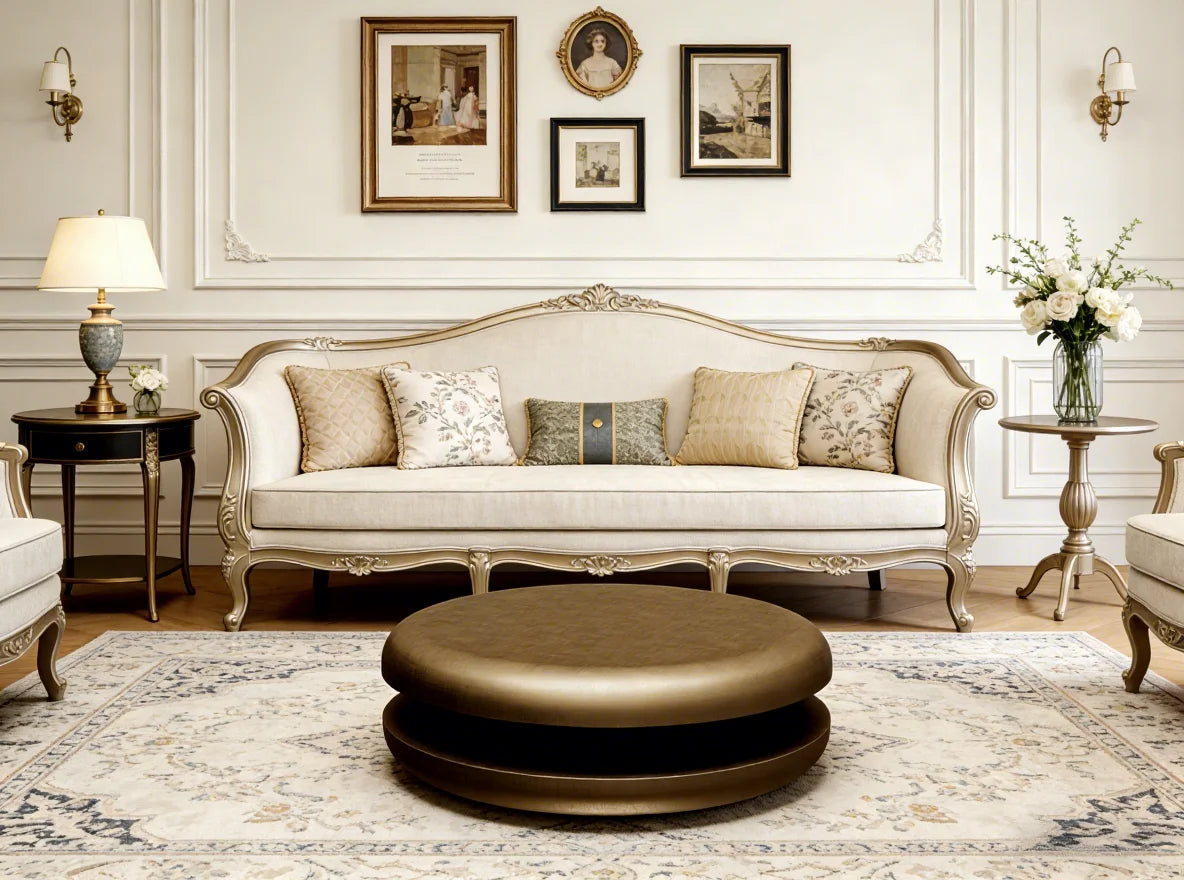 Modern Minimalist Round Brass Metal Coffee Table Elegant Luxury Italian Style for Villa