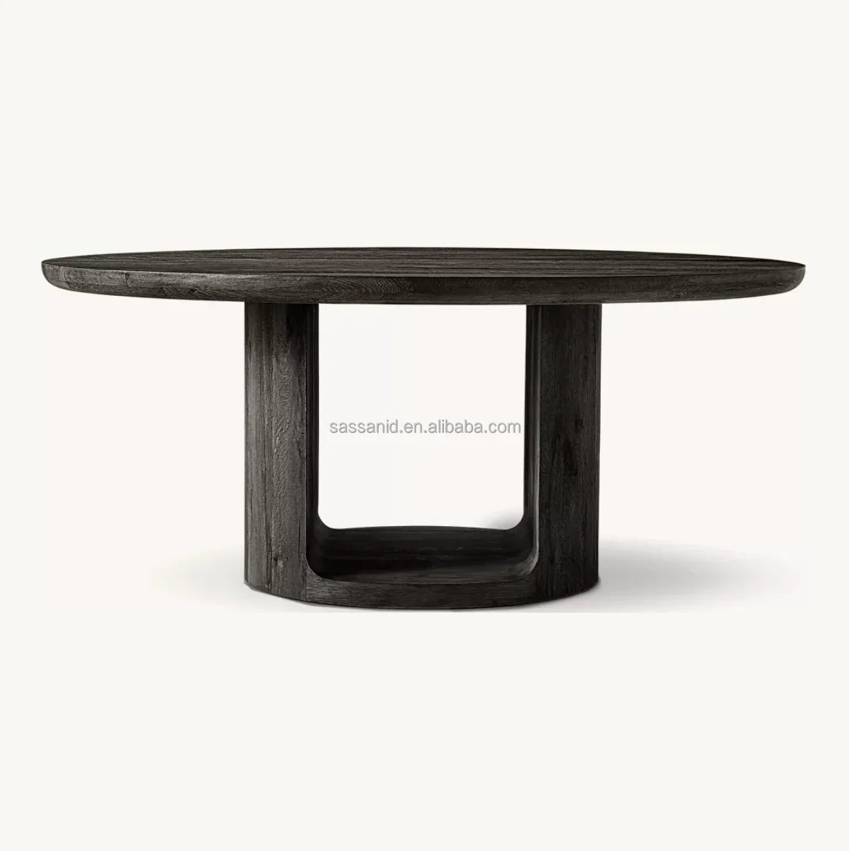 Oslo Round Dining Table – Contemporary Open Pedestal Aged Oak Statement Piece