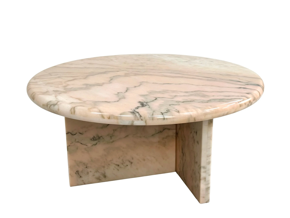 Luxury Round Smoke Pink Marble Coffee Table Modern Italian Style for Villa