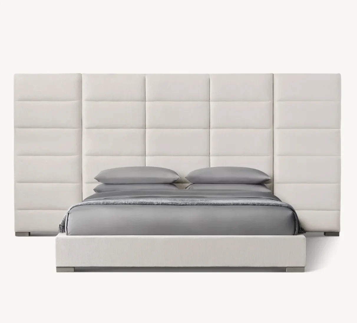 Sassanid Extended Panel Platform Bed – Luxury Fabric Upholstered Statement Piece