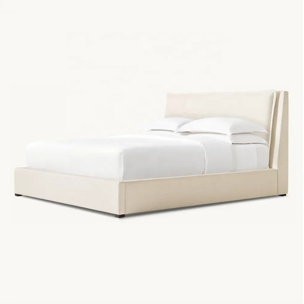 Cosette Upholstered Panel Bed – Modernist Linen Fabric Statement | 1601035410511