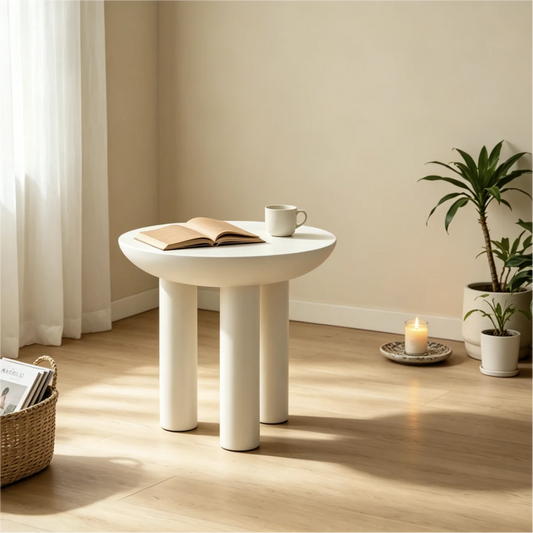 Modern Minimalist Eco-Friendly MDF Side Table in Rice White